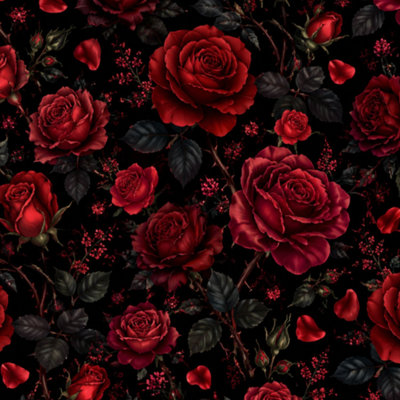 Rouleau de papier peint pelez et collez amovible pétales de roses rouges l 17,7 po x H 118 po