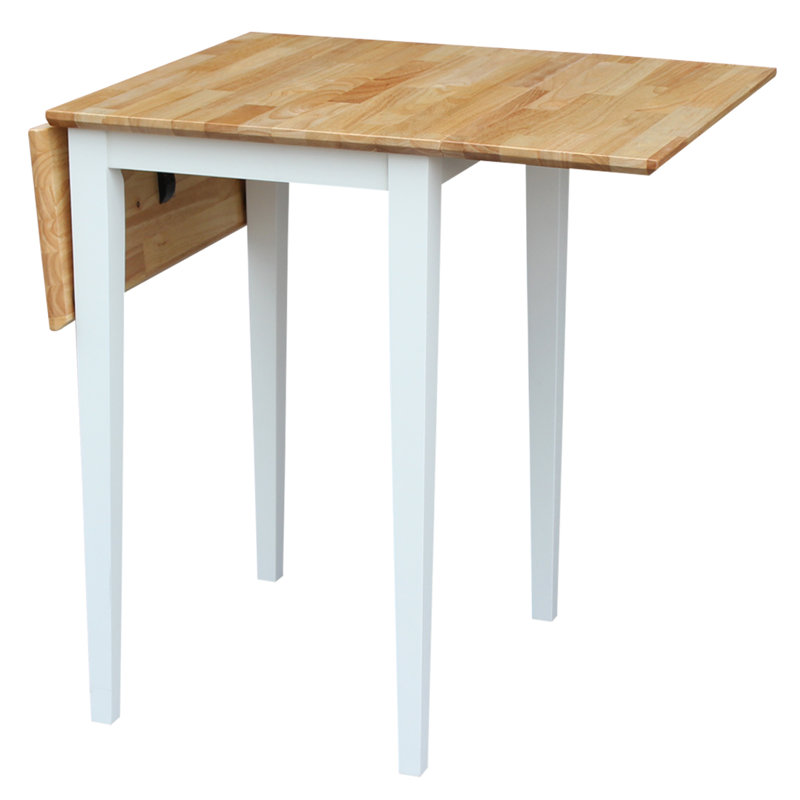 Table de salle à manger à rallonge en bois massif à abattants Maner, Blanc/naturel