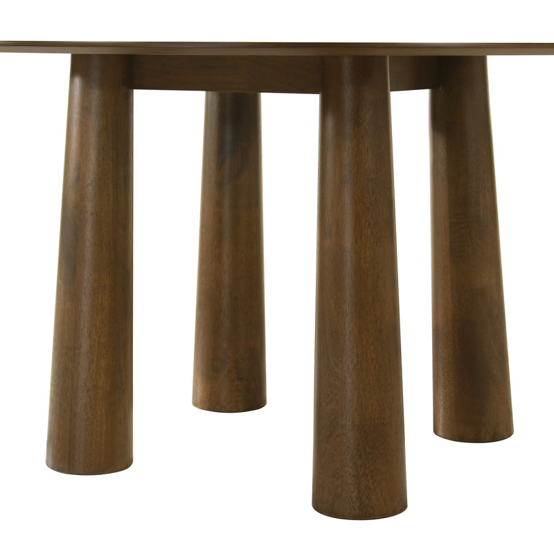 Casias style Mid-Century moderne de 54 po Table de salle à manger ronde au fini noyer