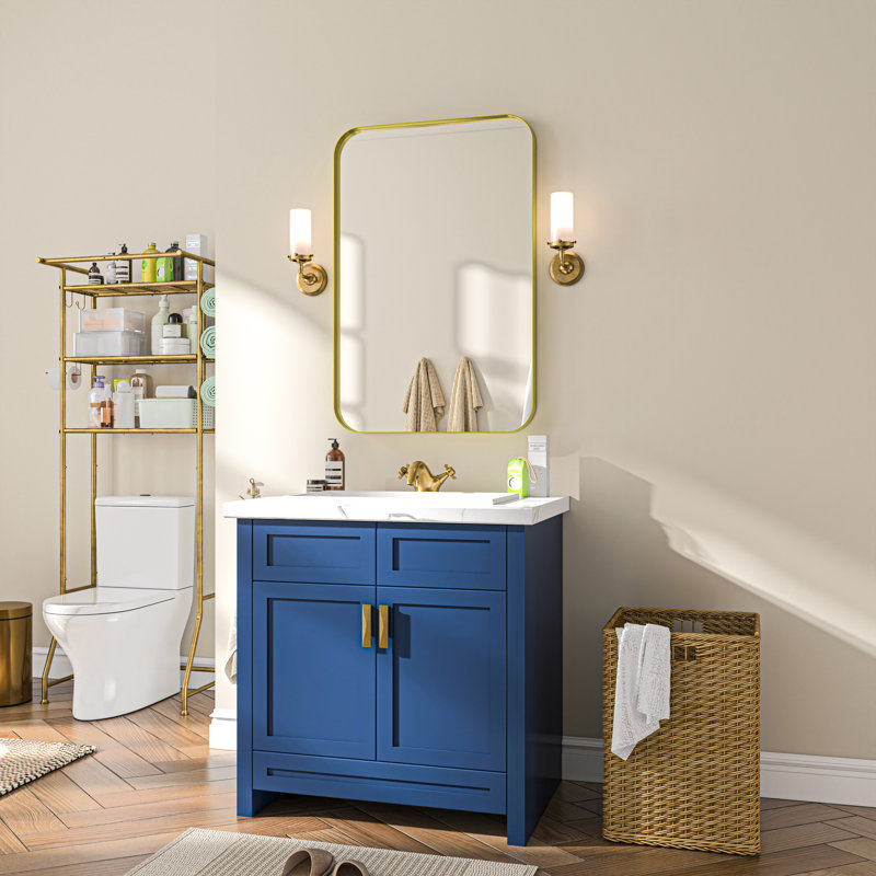 Metal Rectangle Mirror, 24" x 36", Gold