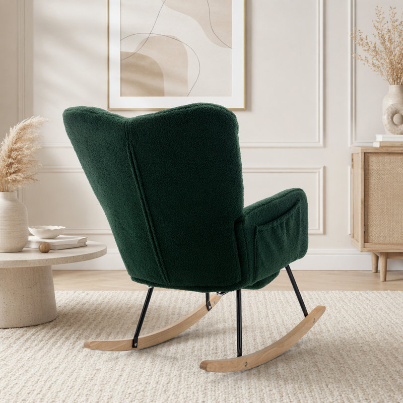 Chaise berçante Teddy, Vert - repose-pieds