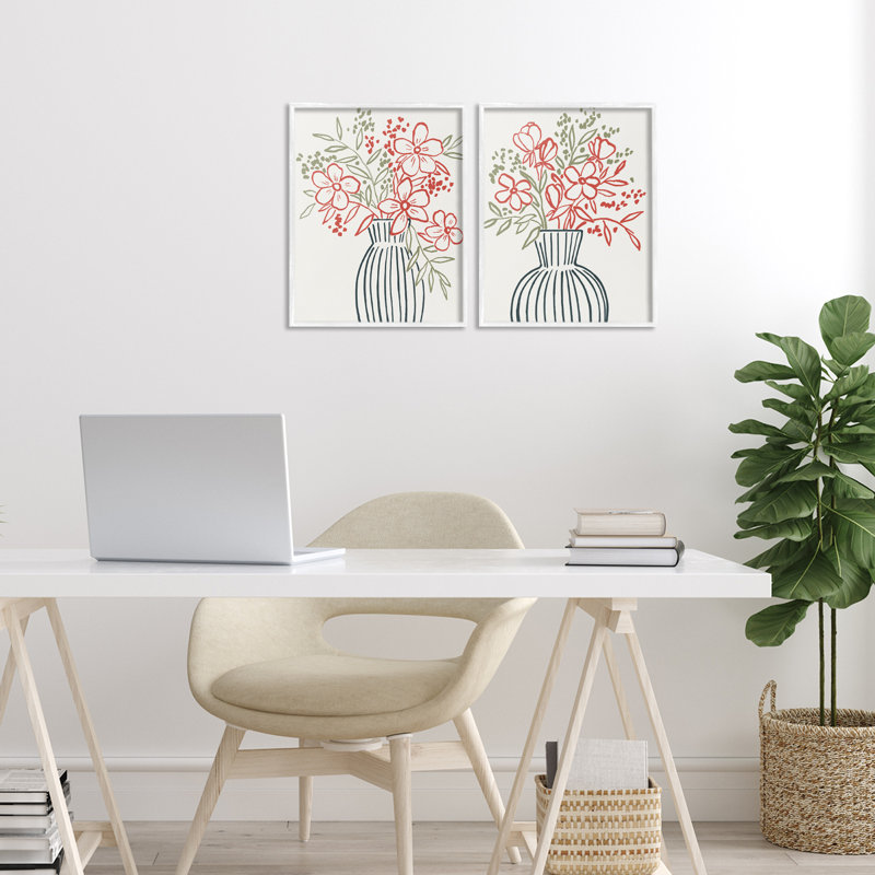 Ensemble de 2 giclées encadrées Botanical Outline Simplicity, design par Aria K., H 14 po x l 11 po