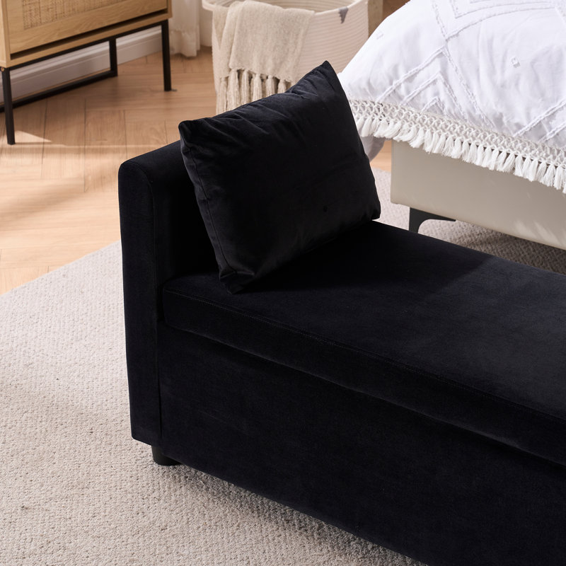 Shaneta 55" Upholstered Storage Ottoman Bench for King Size Bed, Black