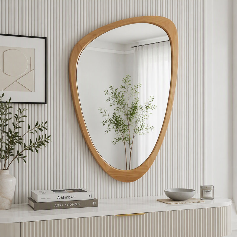 Miroir décoratif irrégulier, 20 po x 30 po, Chêne