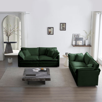 Ensemble de salon moderne avec canapé 2 pièces, causeuse et canapé rembourrés 2 pièces pour salon de bureau à domicile, ensemble de canapé 2 pièces