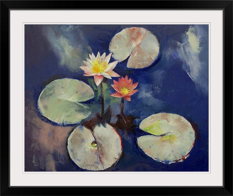 «Driton Water Lily» par Michael Creese, reproduction, H 27 po x l 32 po x P 1 po, Cadre noir