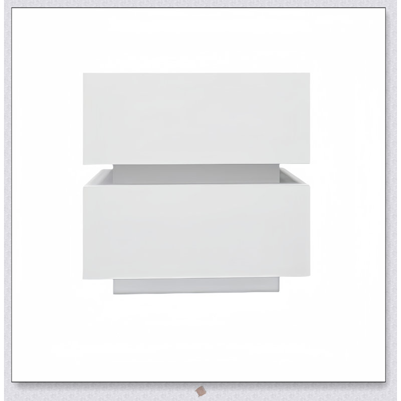 High Glossy 2-Drawer Nightstand with RGB LED Light and Bluetooth Control, Perfect for Modern Bedrooms and Enhanced Convenience.