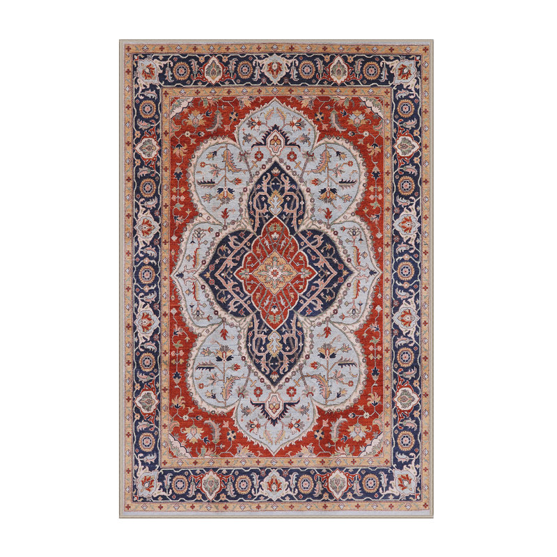 Tapis oriental rouge / bleu Lampron, Rectangle 5 pi x 7 pi