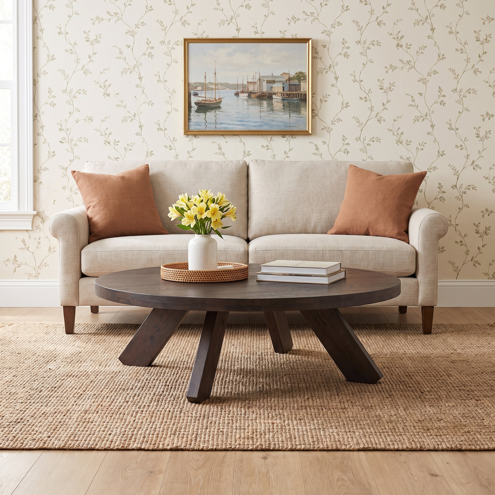 Roberto Solid Wood Single Coffee Table, Dark Brown Wood