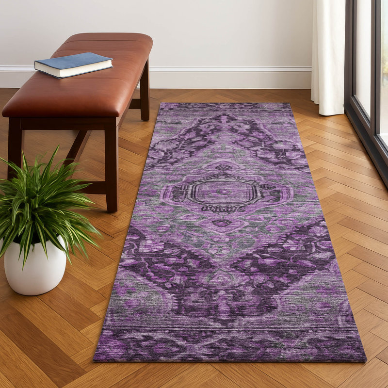 Premium Machine Washable Lucchesi AMF1761 Border Rug, Runner 2'3" x 7'6"