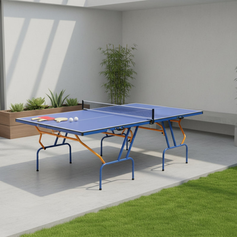 Table de tennis de table, table de ping-pong pliable et portative 8 pi x 4 pi avec 2 raquettes de tennis de table, 3 balles et filet pour une utilisation intérieure et extérieure