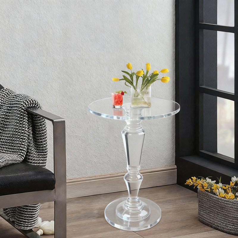 Modern Clear Acrylic Side Table Round End Table For Living Room Bedroom Office
