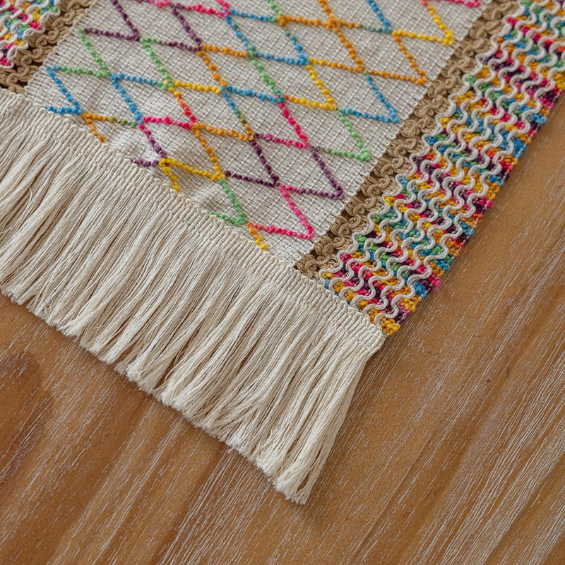 Chemin de table Boho Macrame - multicolore - 12 X 90 pouces