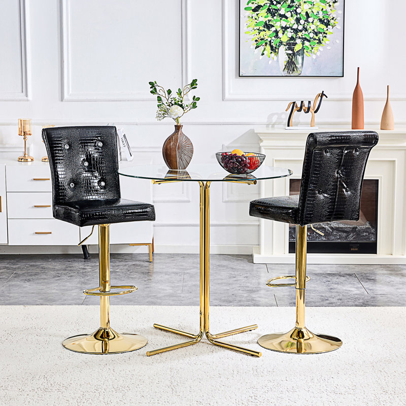 Ensemble de 2 fauteuils vintage avec fermoir en cristal, Noir et or