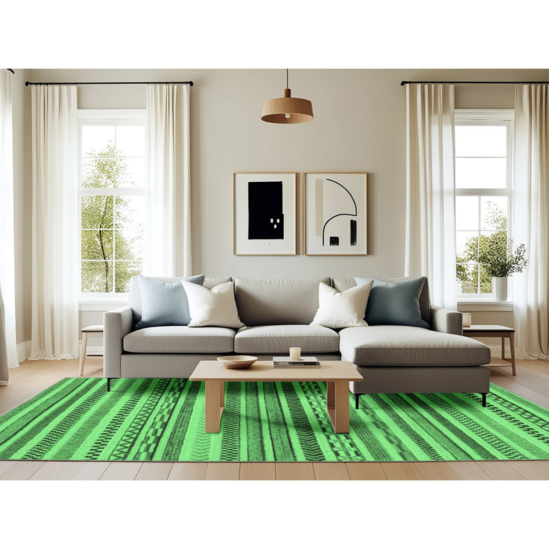 Kayll Washable Geometric Indoor Rug, Rectangle 6' x 9'