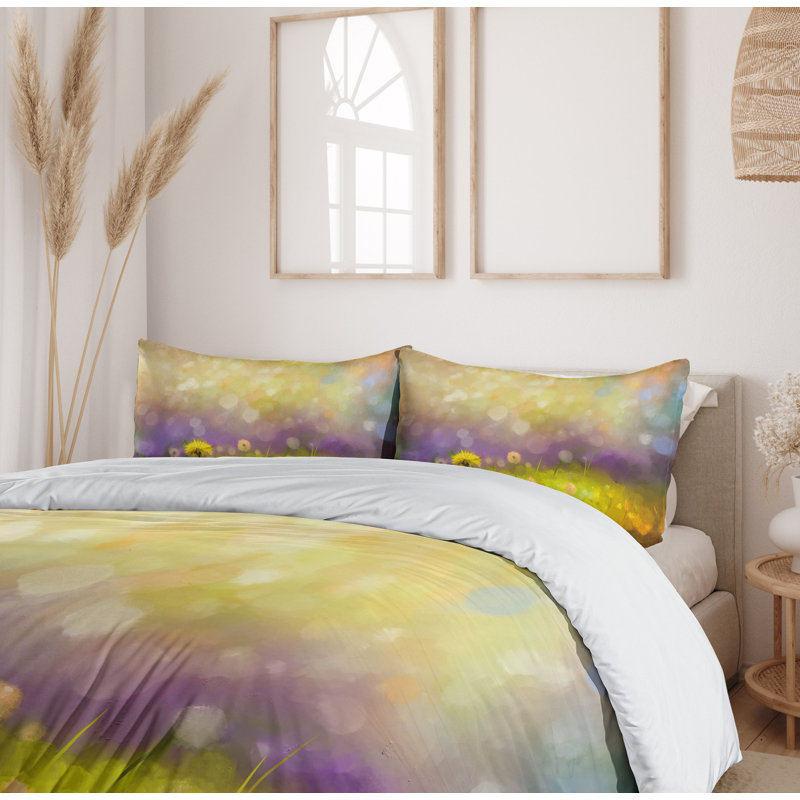 Twin Pastel Floral Watercolor Duvet Cover Set
