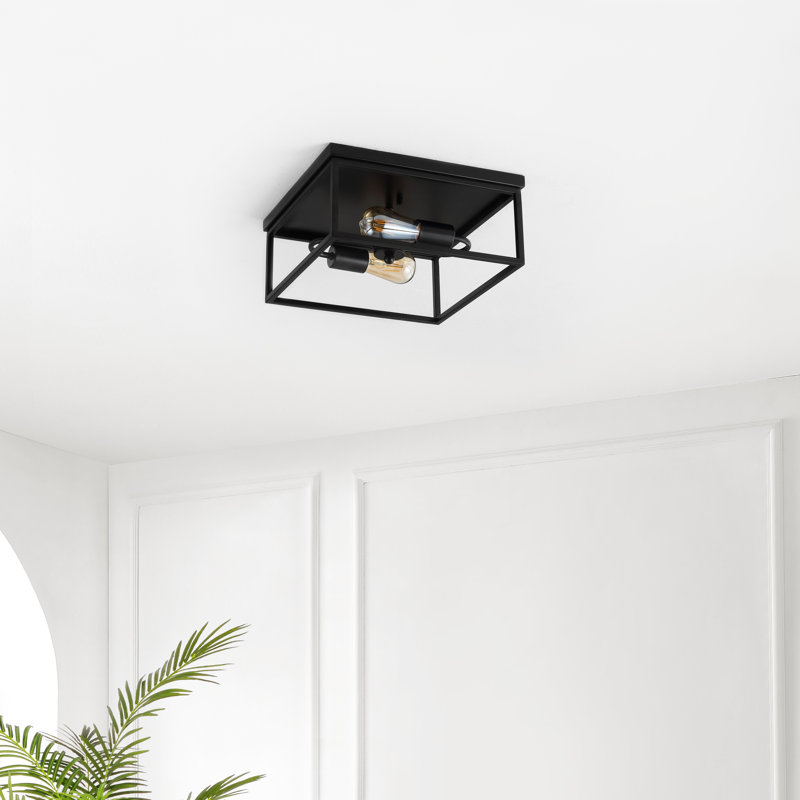 Plafonnier encastré en fer 2 lumières Dunne