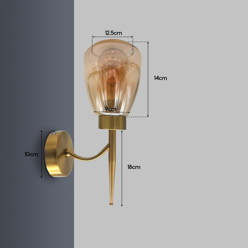Aletris Glass LED Armed Sconce, Copper, No