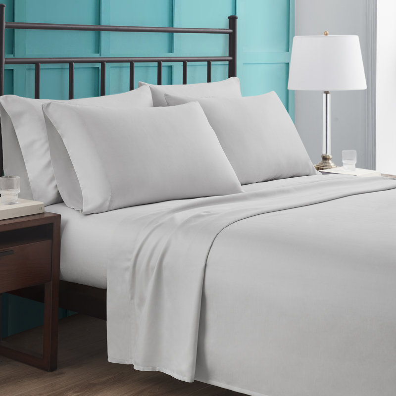 Cotton Blend Sheet Set, Queen Sheet Set+1 Fitted Sheet + 4 Pillowcases, Oyster