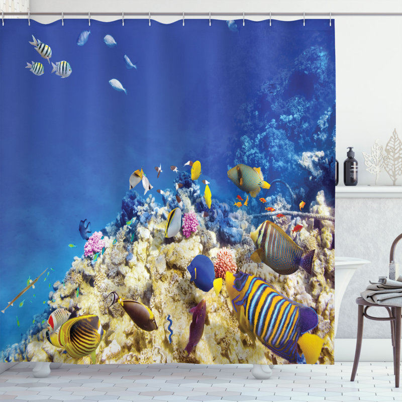 Ensemble de rideau de douche + crochets Ocean, H 75 po x l 69 po