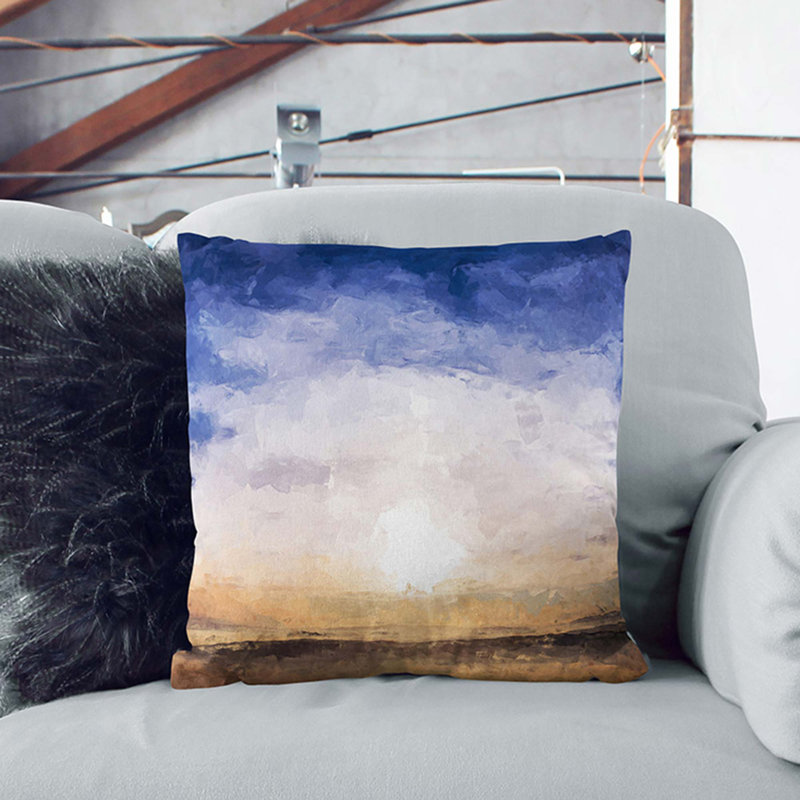 Mount Subasio in Italy Cushion with Filling, 40cm H x 40cm W x 15cm D, White