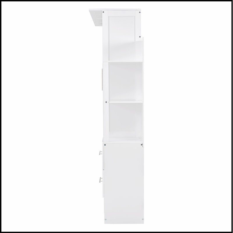 Lit escamotable peu encombrant avec tablettes, tiroirs et lumières DEL pour une vie moderne, Lit double, Blanc