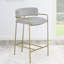 Tabouret en velours à dossier bas, gris et or