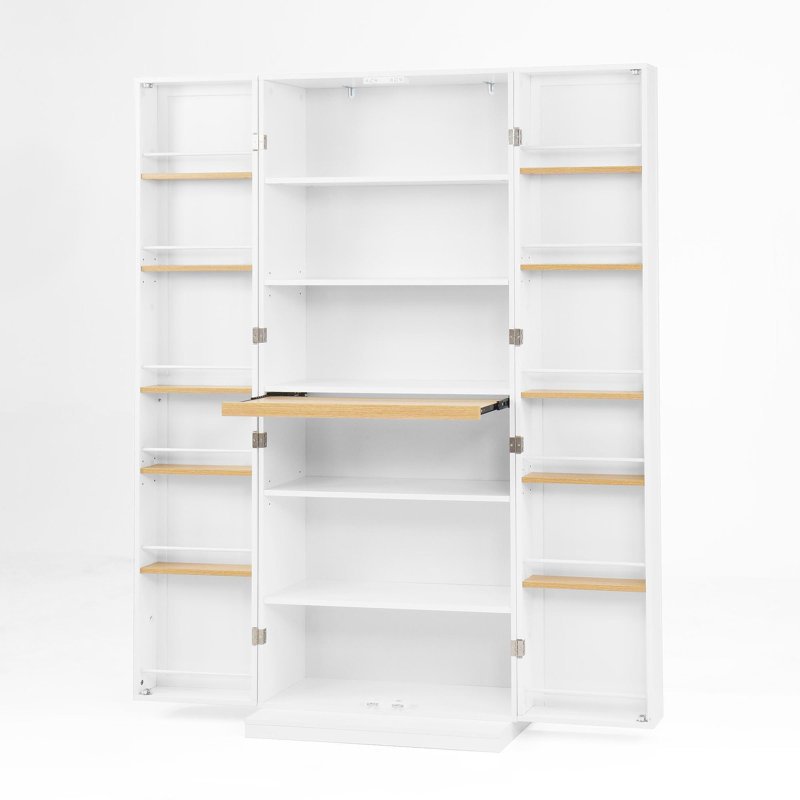 Garde-manger blanc avec portes et tablettes réglables Buffet autoportant pour cuisine, salon et salle à manger