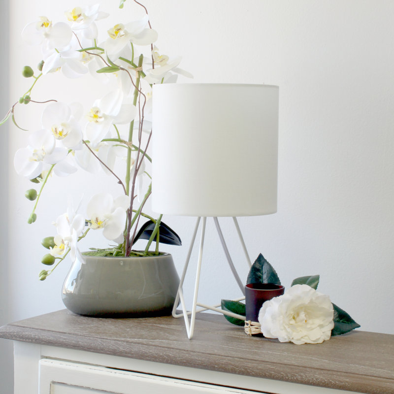 Lampe de table Dunnam, Blanc, Blanc, Non