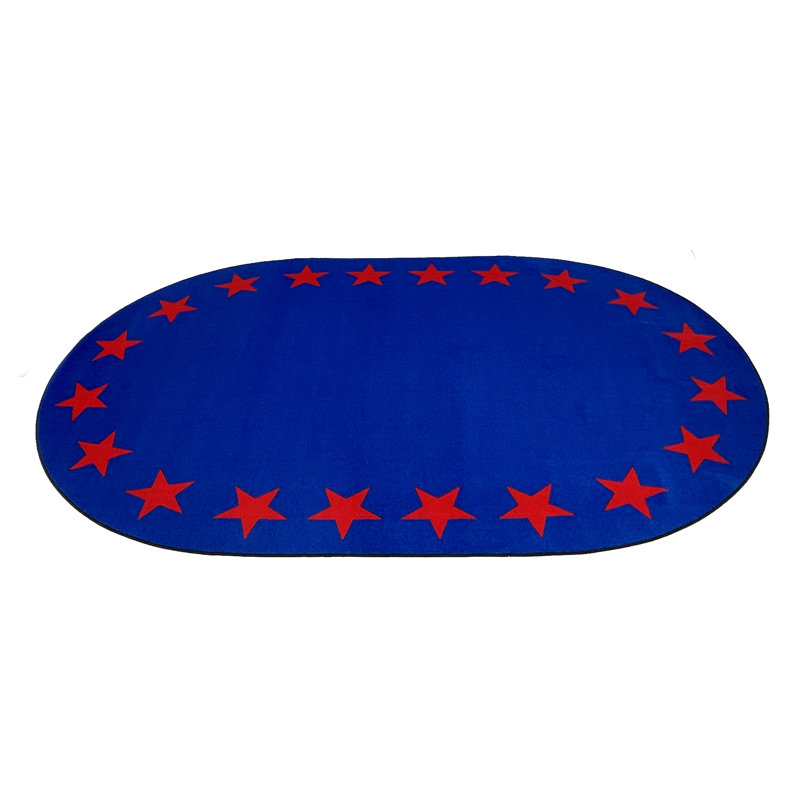 Star Border Classroom Rug, Oval 7'6" x 12'