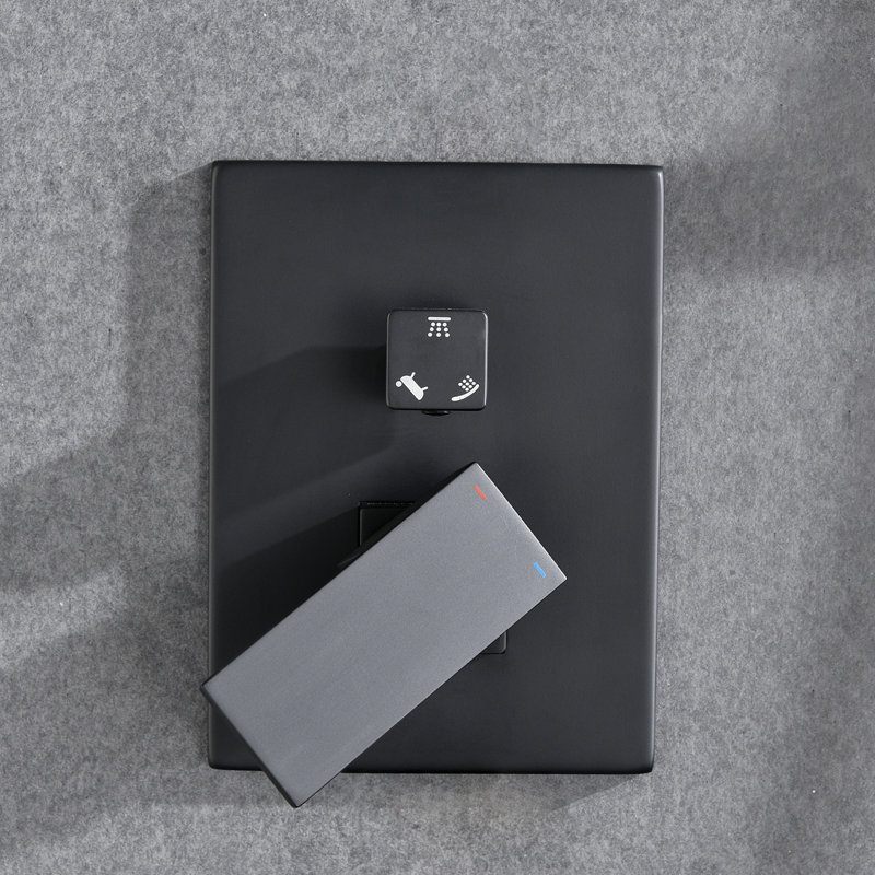 Ensemble de système de douche de plafond avec douche à main et pomme de douche 16 po, Noir mat