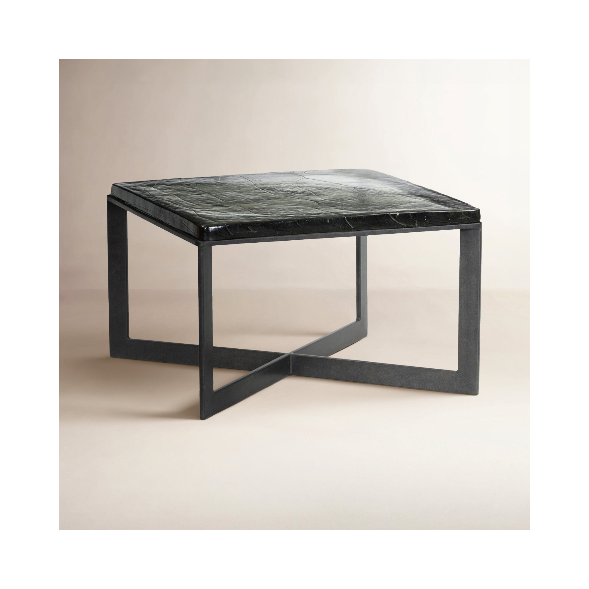 Angier Single Coffee Table, Clear Cast Glass