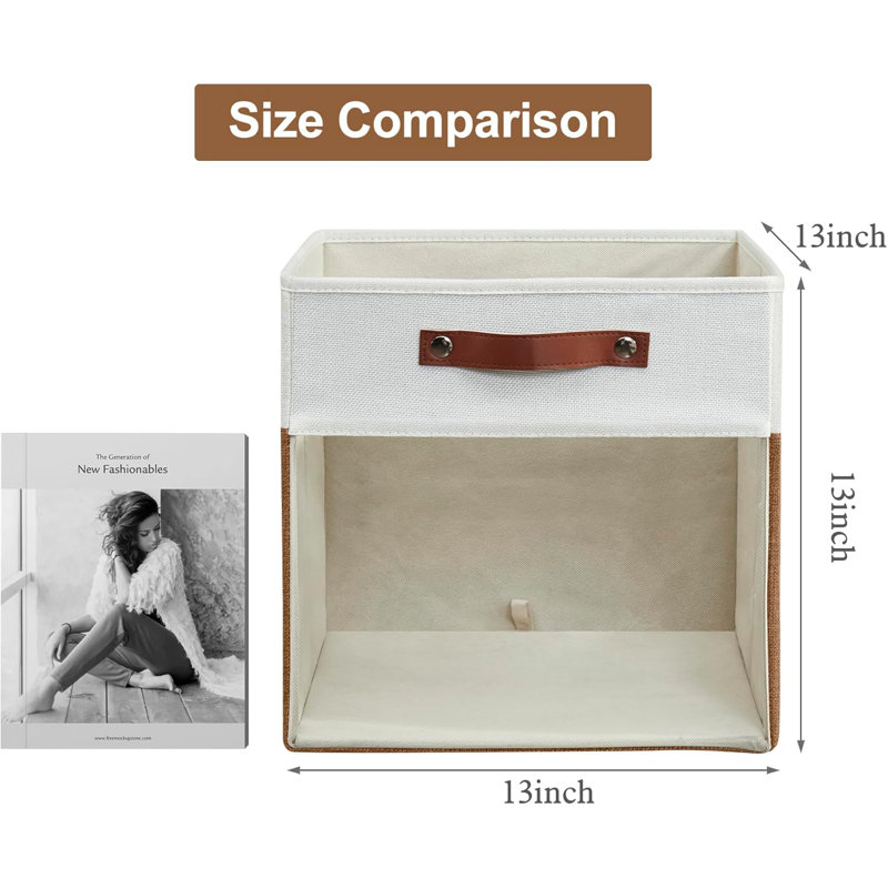 13 X 13 Inch Collapsible Storage Box With Clear Window And Handles (Pack Of 4), Brown
