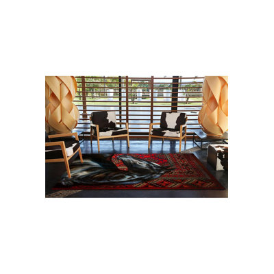 Washable Traditional Patterned Horse Animal Patterned Decorative Area Rug