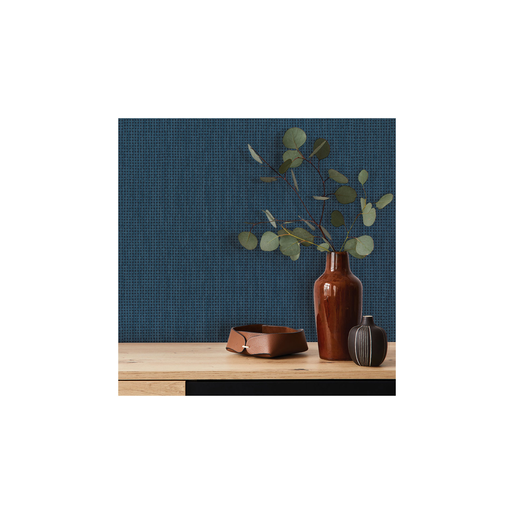 Faux Textured Rattan Peel and Stick Wallpaper, Blue
