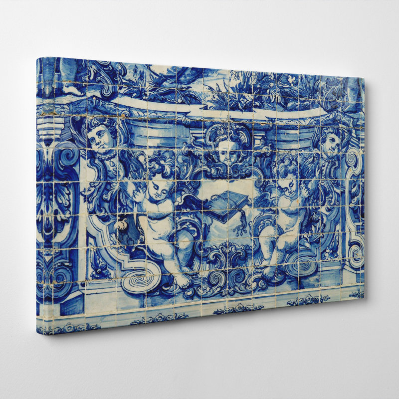 Blue Portugal Tiles - Wrapped Canvas, 35cm H x 50cm W