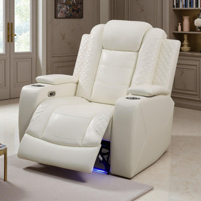 Theater Recliner Chair, Leather Reclining Sofa Couch Chair, Modern Comfy Recliner With Arm Storage/Cup Holder/USB Port For Living Room Furniture, Office, Home Theater