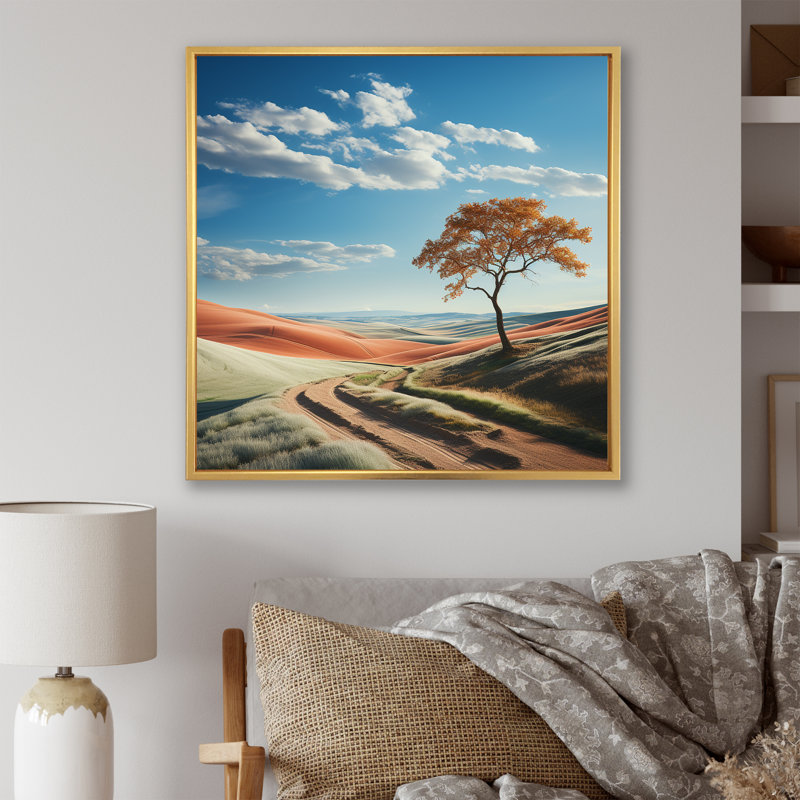 «Minimalisme Prairie Tranquility», photographie sur toile, H 16 po x l 16 po x P 1 po, Cadre flottant doré
