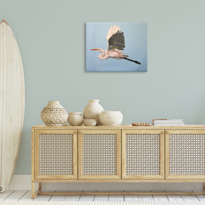 «Graceful Egret Flying Canvas» par D. Rust