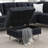 Sectional 3-Seaters Sofa With Chaise, Storage Ottoman, Metal Legs And Copper Nails,Two White Pillows,Navy Bule(102" X 76" X35")-384649151