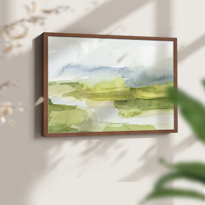 Watery Lowlands I - Reproduction encadrée - Restickable, H 22 po x l 28 po, Noyer