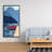 Lake, quai & mountains - Red Marine framed canvas decor