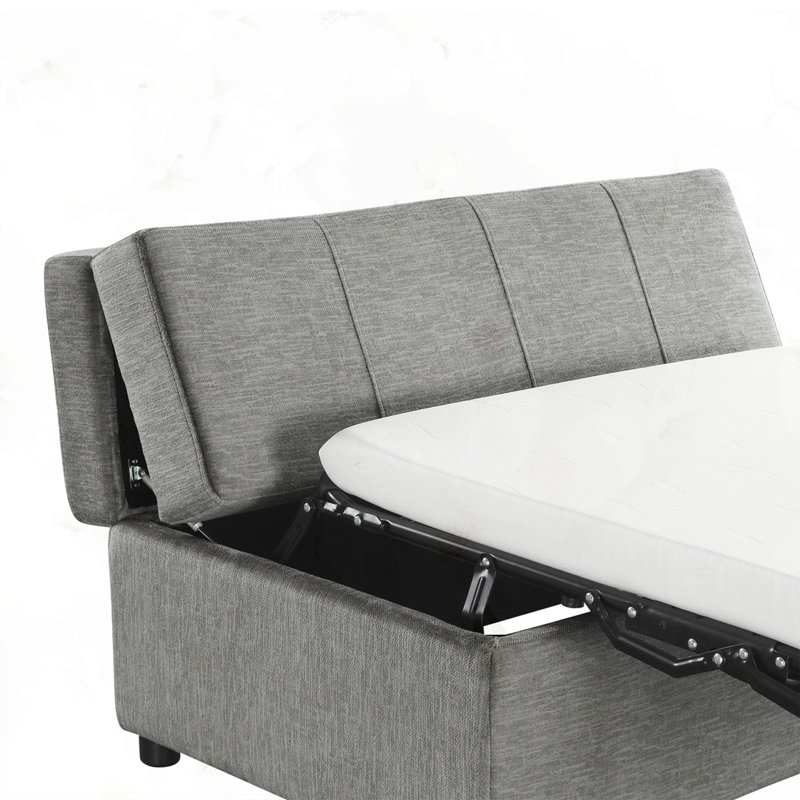 Lit simple avec repose-pieds pliant, Gris foncé