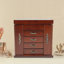 Boîte de rangement pour bijoux 5 portes en bois avec miroir et 2 armoires pivotantes