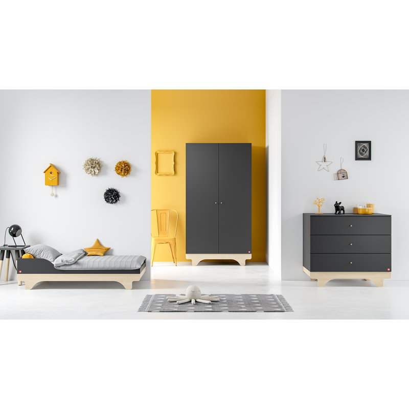 Ankeny 92.5cm W 3 - Drawer Chest of Drawers, Graphite/Birch