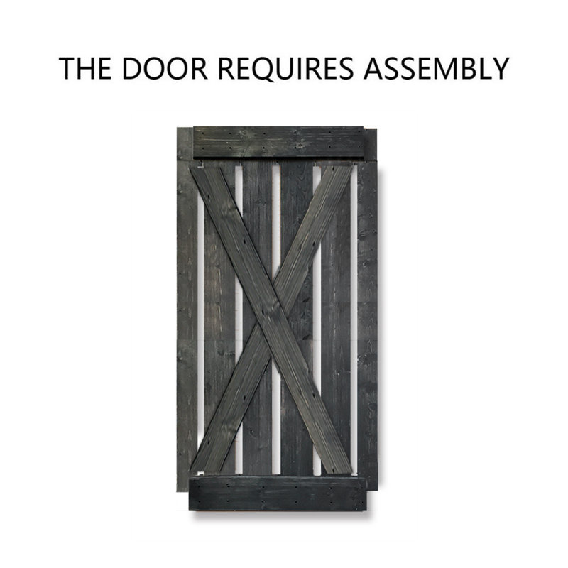 Panelled Wood Stained X Series Diy Barn Door Without Installation Hardware Kit, 84" H x 36" W, Brown