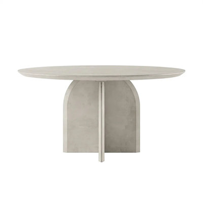 39.4 Inch Round Dining Table for 2-4 People, Gray Dining Room Table with Sturdy Pedestal Base, Industrial Circle Kitchen Table for Dining Room, Kitchen