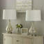 Lampe de table 23 po en verre transparent avec abat-jour en lin blanc et base en nickel poli (ensemble de 2) pour chambre à coucher, bureau, dortoir, table basse, bibliothèque