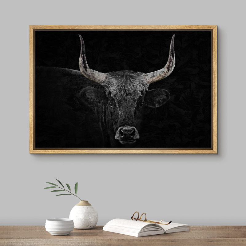 «Bull Portrait Cow Head Farmhouse Country Southwest Texas Animals Photographie Decor» sur toile, Naturel, H 24 po x l 36 po
