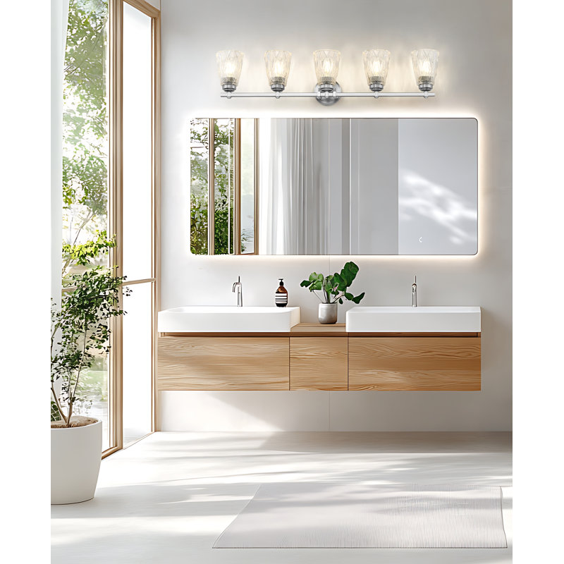 Meuble-lavabo 5 lumières Andree, Nickel brossé, H 9 po x l 40 po x P 6,25 po, 5 lumières